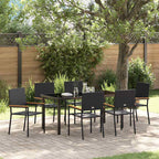 Garden Dining Set with Cushion 7 pcs Black Poly Rattan