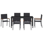 Garden Dining Set with Cushion 7 pcs Black Poly Rattan