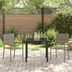 Garden Dining Set with Cushion 3 pcs Grey Poly Rattan