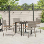 Garden Dining Set with Cushion 5 pcs Grey Poly Rattan