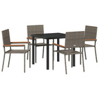 Garden Dining Set with Cushion 5 pcs Grey Poly Rattan