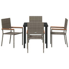 Garden Dining Set with Cushion 5 pcs Grey Poly Rattan