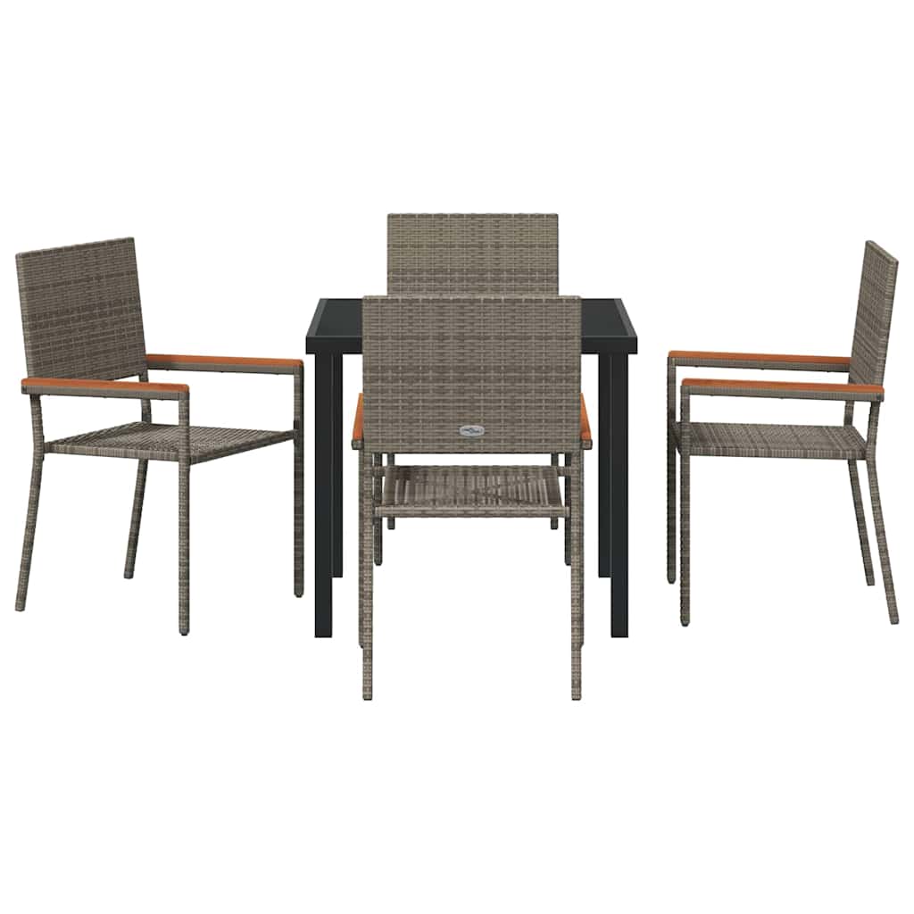 Garden Dining Set with Cushion 5 pcs Grey Poly Rattan