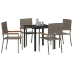 Garden Dining Set with Cushion 5 pcs Grey Poly Rattan
