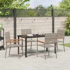 Garden Dining Set with Cushion 5 pcs Grey Poly Rattan