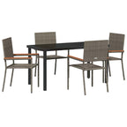 Garden Dining Set with Cushion 5 pcs Grey Poly Rattan