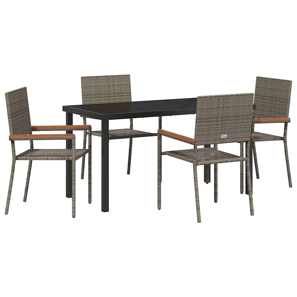Garden Dining Set with Cushion 5 pcs Grey Poly Rattan