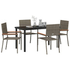 Garden Dining Set with Cushion 5 pcs Grey Poly Rattan