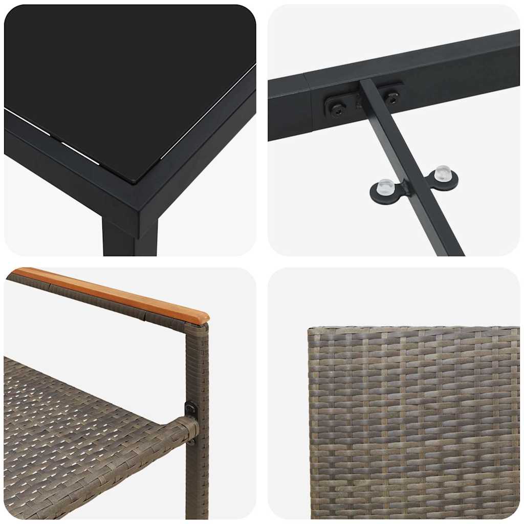 Garden Dining Set with Cushion 5 pcs Grey Poly Rattan