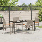 Garden Dining Set with Cushion 5 pcs Grey Poly Rattan