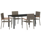 Garden Dining Set with Cushion 5 pcs Grey Poly Rattan