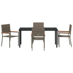 Garden Dining Set with Cushion 5 pcs Grey Poly Rattan