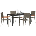Garden Dining Set with Cushion 5 pcs Grey Poly Rattan