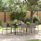 Garden Dining Set with Cushion 7 pcs Grey Poly Rattan