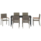 Garden Dining Set with Cushion 7 pcs Grey Poly Rattan