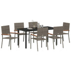 Garden Dining Set with Cushion 7 pcs Grey Poly Rattan