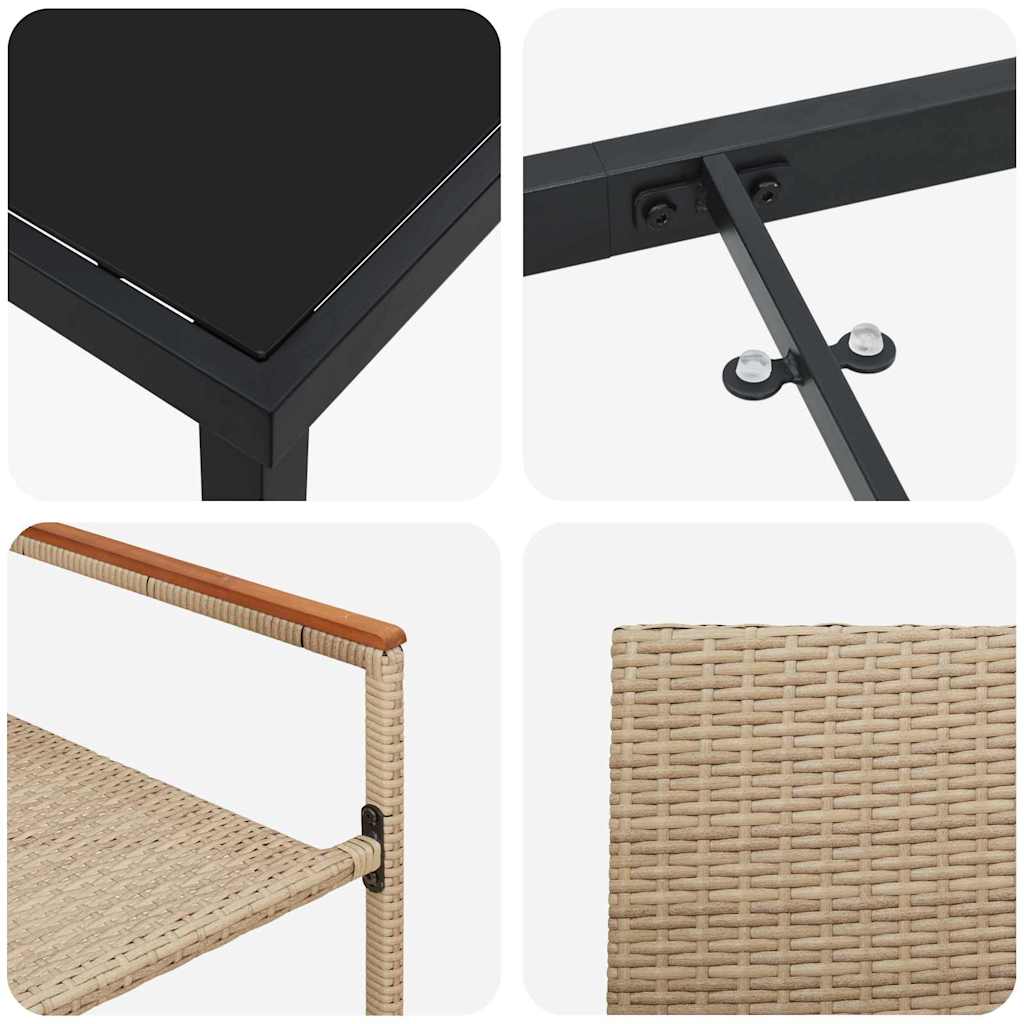 Garden Dining Set with Cushion 3 pcs Beige Poly Rattan