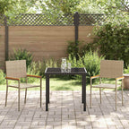 Garden Dining Set with Cushion 3 pcs Beige Poly Rattan