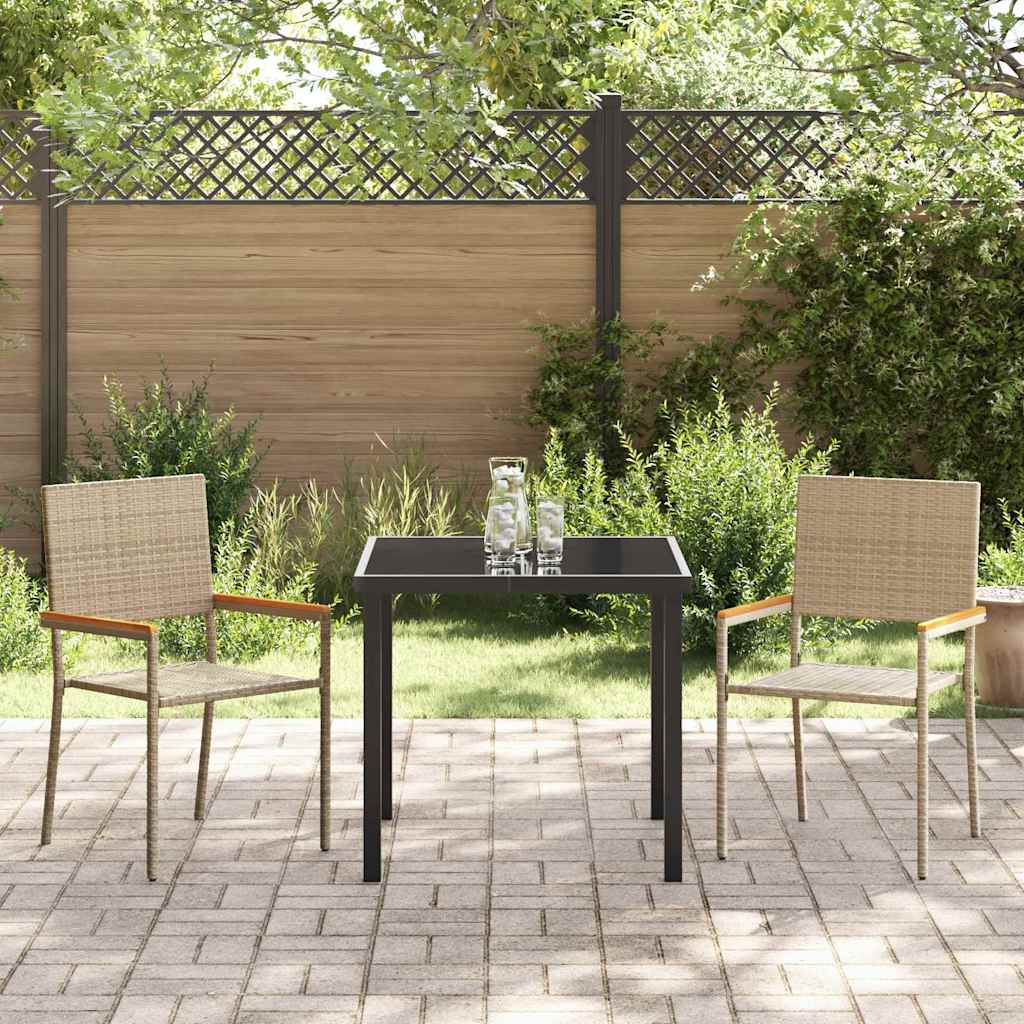 Garden Dining Set with Cushion 3 pcs Beige Poly Rattan