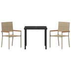 Garden Dining Set with Cushion 3 pcs Beige Poly Rattan