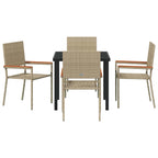 Garden Dining Set with Cushion 5 pcs Beige Poly Rattan