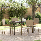 Garden Dining Set with Cushion 5 pcs Beige Poly Rattan