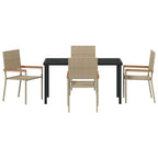 Garden Dining Set with Cushion 5 pcs Beige Poly Rattan