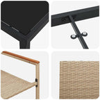 Garden Dining Set with Cushion 5 pcs Beige Poly Rattan