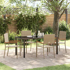 Garden Dining Set with Cushion 5 pcs Beige Poly Rattan
