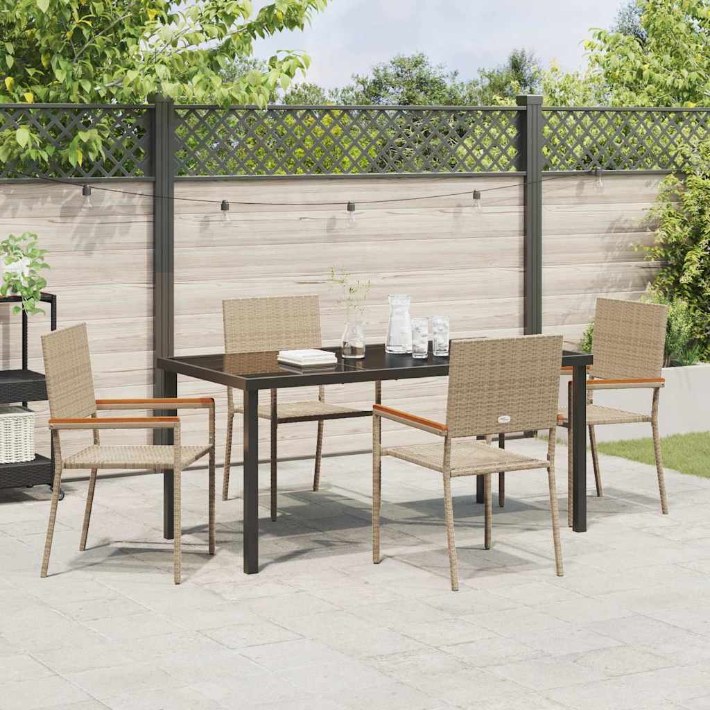 Garden Dining Set with Cushion 5 pcs Beige Poly Rattan