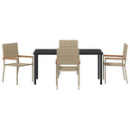 Garden Dining Set with Cushion 5 pcs Beige Poly Rattan