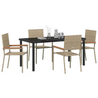 Garden Dining Set with Cushion 5 pcs Beige Poly Rattan