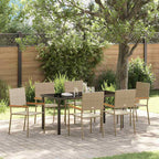 Garden Dining Set with Cushion 7 pcs Beige Poly Rattan