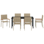 Garden Dining Set with Cushion 7 pcs Beige Poly Rattan