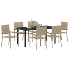 Garden Dining Set with Cushion 7 pcs Beige Poly Rattan