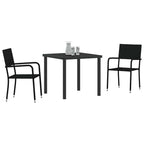 Garden Dining Set with Cushion 3 pcs Black Poly Rattan