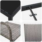 Garden Dining Set with Cushion 3 pcs Grey Poly Rattan