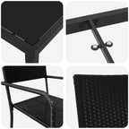 Garden Dining Set with Cushion 3 pcs Black Poly Rattan