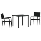 Garden Dining Set with Cushion 3 pcs Black Poly Rattan