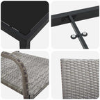 Garden Dining Set with Cushion 3 pcs Grey Poly Rattan