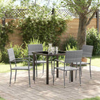 Garden Dining Set with Cushion 5 pcs Grey Poly Rattan