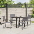 Garden Dining Set with Cushion 5 pcs Grey Poly Rattan