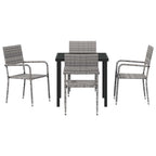 Garden Dining Set with Cushion 5 pcs Grey Poly Rattan