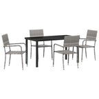 Garden Dining Set with Cushion 5 pcs Grey Poly Rattan