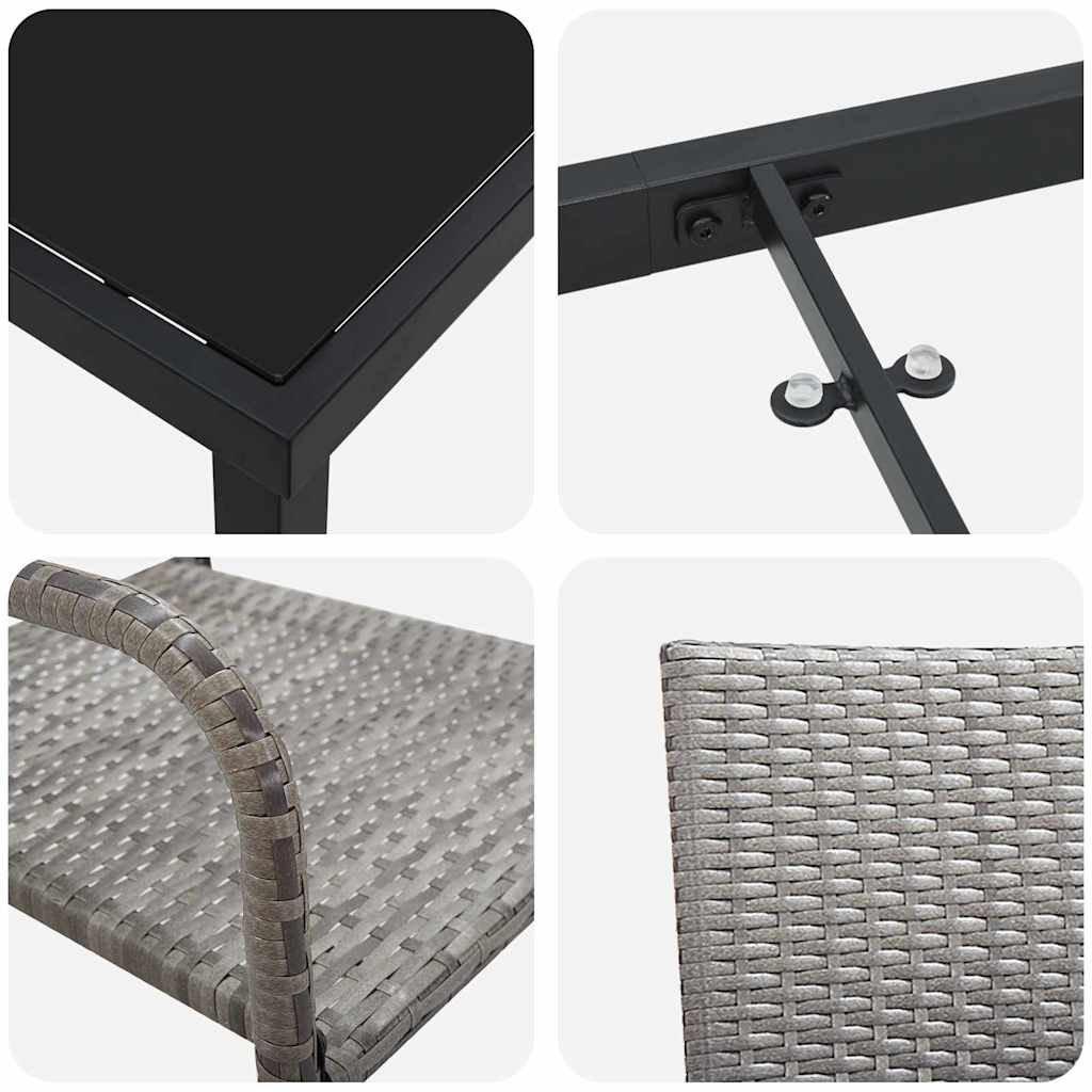 Garden Dining Set with Cushion 5 pcs Grey Poly Rattan