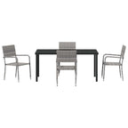 Garden Dining Set with Cushion 5 pcs Grey Poly Rattan