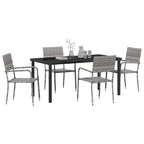 Garden Dining Set with Cushion 5 pcs Grey Poly Rattan