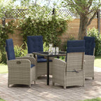 Garden Dining Set with Cushion 5 pcs Grey Poly Rattan