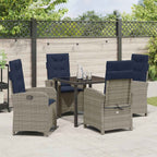 Garden Dining Set with Cushion 5 pcs Grey Poly Rattan