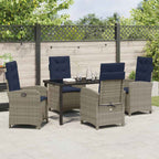 Garden Dining Set with Cushion 5 pcs Grey Poly Rattan